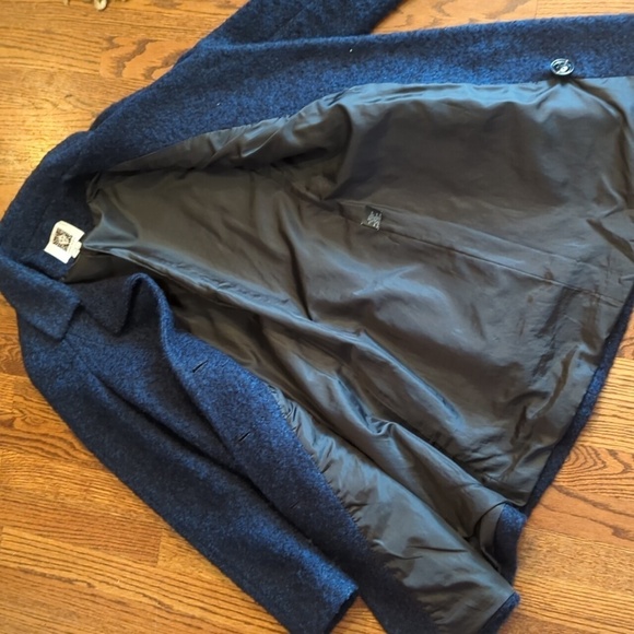 Anne Klein Pea Coat Cobalt Blue Wool Blend Nubby Tweed Full Length Sz S - Picture 8 of 11